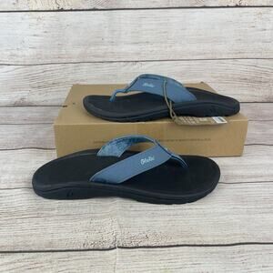 Olukai Ohana Mens Sz 12 Flip Flops Sandals Blue White